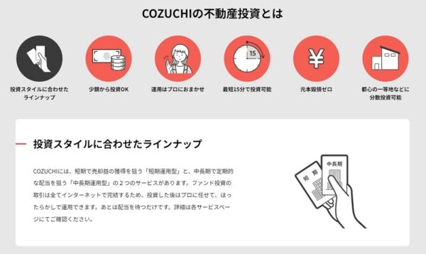 COZUCHI(コヅチ)の投資案件の特徴